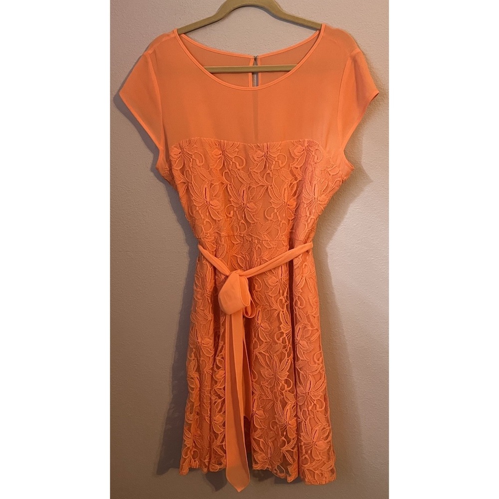 DB Established 1962 Peach‎ Orange Lace Fit & Flare Dress Size 16